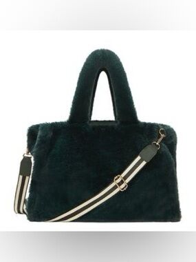 Teal Faux Fur Plush Medium Tote Bag Summer & Rose